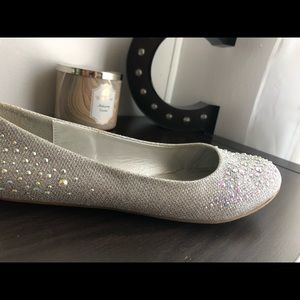 Silver rhinestone shoes